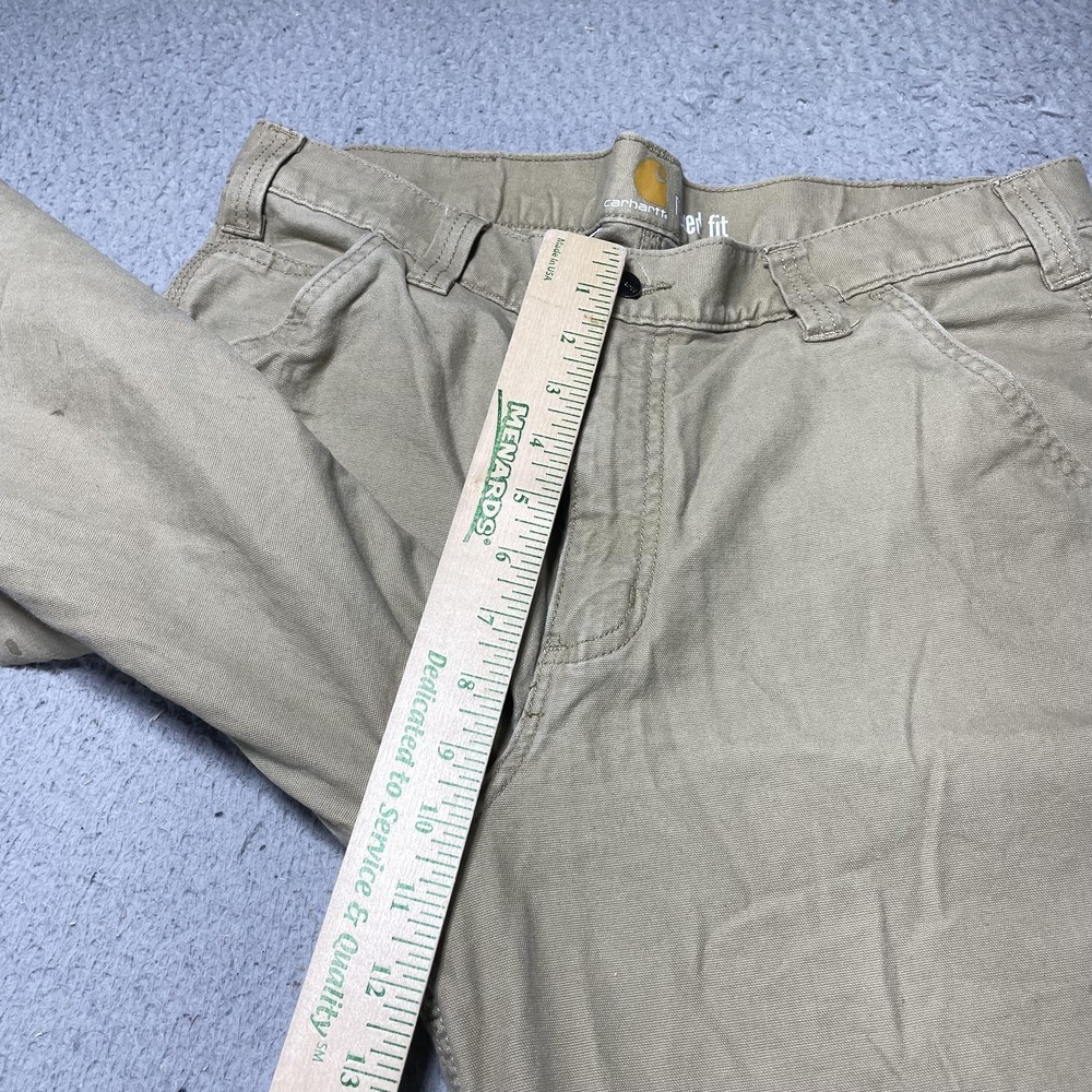 Carhartt Pants Mens 34x30 Beige Relaxed Fit Stretch Canvas Carpenter Workwear - Picture 7 of 13